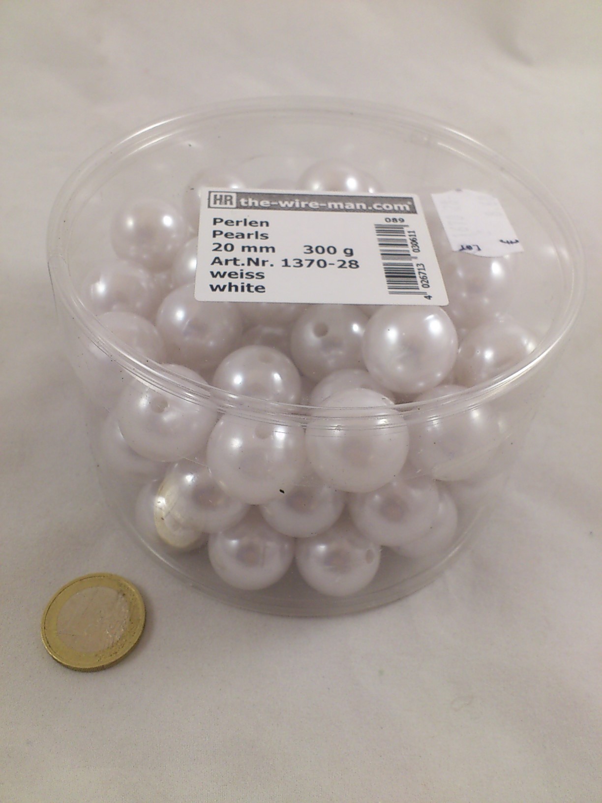 Perlen weiss 20 mm. 300 gr. (+-75st.)